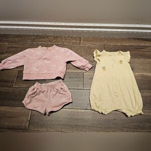 Bundle of 2 Toddler Girl Outfits 18M Lemon Orange Print & Yellow Polka Dot